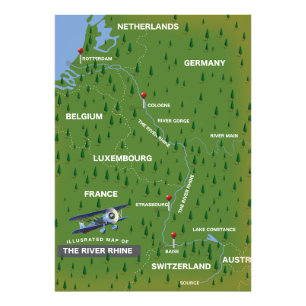 Rijnretro-reiskaart. Fotoafdrukken Foto Afdruk