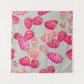 Rijpe aardbei Hand getrokken textuur Wandkleed (Voorkant (horizontaal))