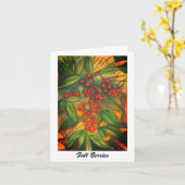 Rijpe felrode Berris in de Herfst Kaart (Gele Bloem)