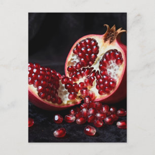 Rijpe Granaatappel Zaden Sappig Fruit Dramatisch Briefkaart