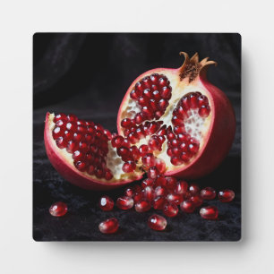 Rijpe Granaatappel Zaden Sappig Fruit Dramatisch Fotoplaat