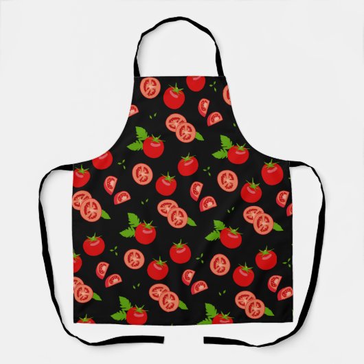 Rijpe tomaten rood zwart fruit patroon schort (Voorkant)