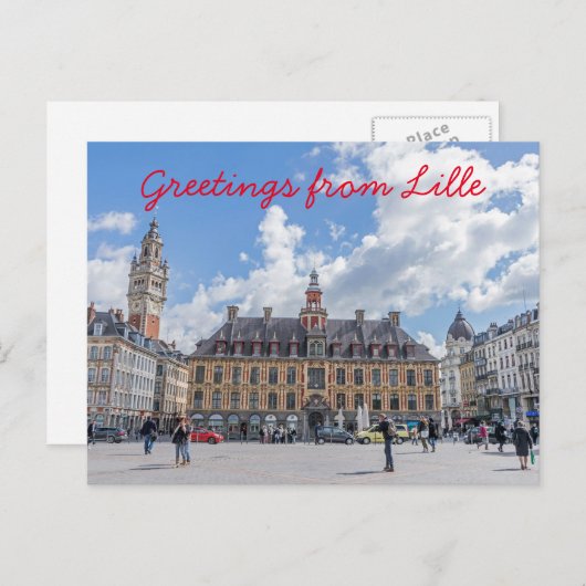 Rijsel Grand Place uitzicht briefkaart (Voorkant / Achterkant)