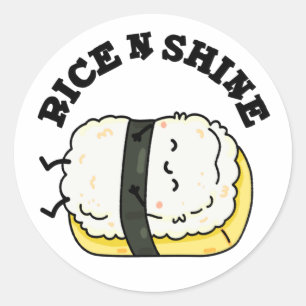 Rijst en Shine Funny Sushi Pun Ronde Sticker