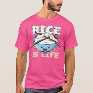 Rijst is het leven Kawaii Anime Leuk karakter eten T-shirt