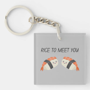 Rijst om je te ontmoeten Kawaii Sushi T-Shirt Sleutelhanger