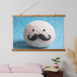 Rijstbal met Snor Hangend Wandkleed