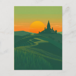 Rijstterrassen en het tempellandschap briefkaart