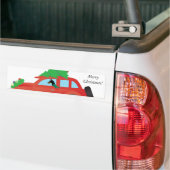 Rijtuig Doberman Pinscher met kerstboom Bumpersticker (Op Truck)