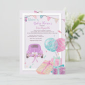 Rijvaardigheid met Baby shower-uitnodiging Kaart (Staand voorkant)