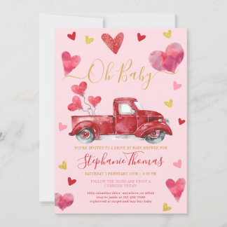 Rijvaardigheid met roze Valentijn Baby shower met Kaart