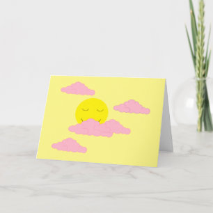 Rijzende zon met roze wolken: Geel Blank Kaart