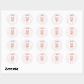 Riley | Aangepaste Roze Teddybeer Nursery Design Ronde Sticker (Vel)