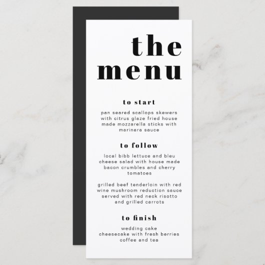 RILEY Bold Modern Retro Long Mangeons Carte Menu (Devant / Derrière)