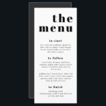 RILEY Bold Modern Retro Long Mangeons Carte Menu<br><div class="desc">Ce menu comporte une police serif audacieuse et un design minimaliste moderne. Utilisez ce modèle pour modifier les polices, la couleur de police et la couleur arrière - plan pour répondre à vos besoins de l'événement.Ce menu s'ajoute parfaitement à votre simple baby shower contemporain, rétro ou bohème, douche nuptiale, mariage,...</div>