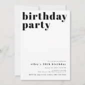 RILEY Modern Bold Contemmodern Birthday Party Kaart (Voorkant)