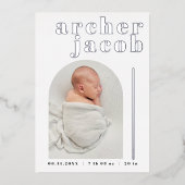 RILEY Modern Foil Arch Photo Faire-part bébé (Recto)