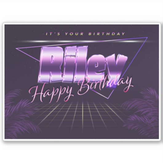 Riley Nom Prénom lila retro Sticker (Devant)