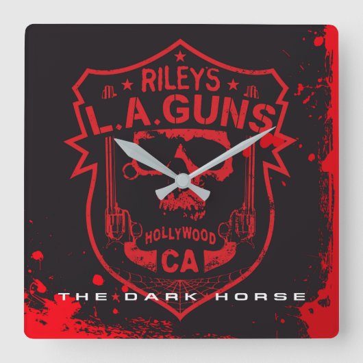 Riley's L.A.PISTOLEN Red & Black Marble Vinyl Art Vierkante Klok (Voorkant)