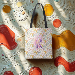 Riley's Stralende Regenbogen - Boho Bloemen Monogr Draagtas
