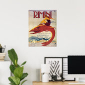 Rimini kust, Italië, meisje op grote vis Poster (Thuiskantoor)