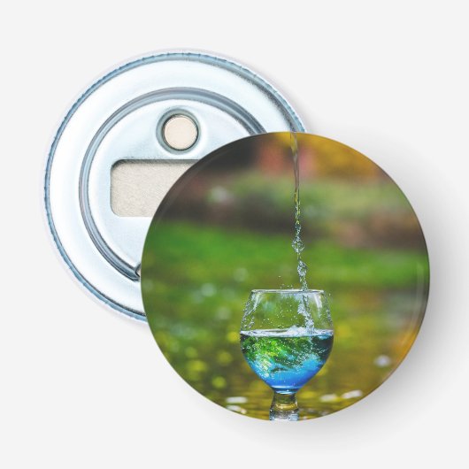 "Rimpels van Verfrissing: De Textuur van het glasw Button Flesopener (Voorkant)