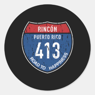Rincon Puerto Rico weg naar Hapess Ronde Sticker