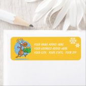 Rindeer Avec Cadeau Retourner Étiquettes D'Adresse (En situation)