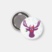 Rindeer Chrismas Small, Aimant Rond De 3,2 Cm (Recto/Verso)