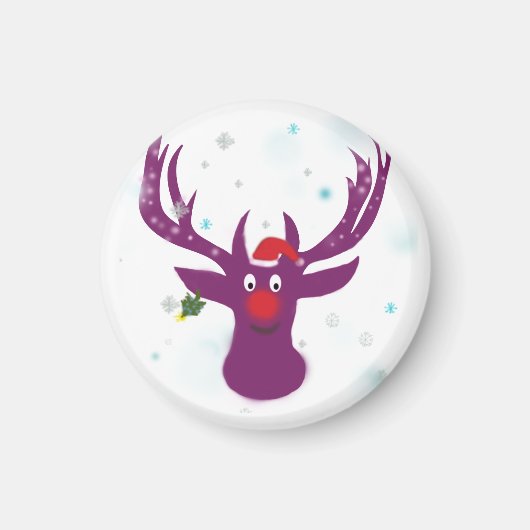 Rindeer Chrismas Small, Aimant Rond De 3,2 Cm (Devant)