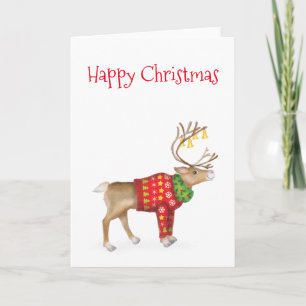 Rindeer dans la carte festive de Noël de jumper
