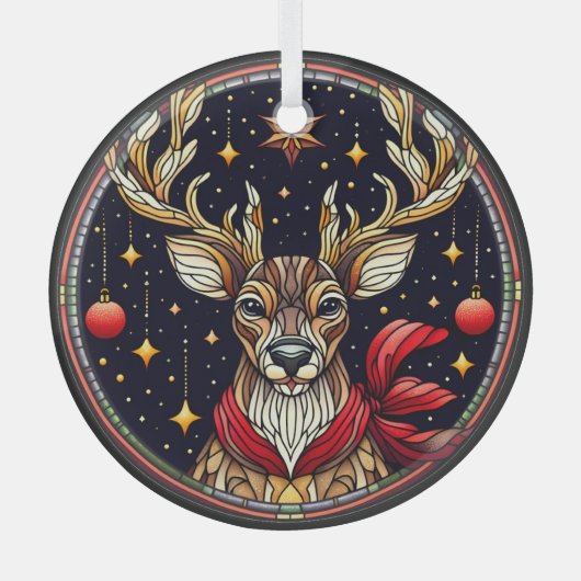 Rindeer en verre tendu, étoiles et ornements (Recto)