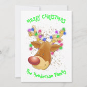 Rinder dans les lumières Carte de Noël personnalis (Devant)