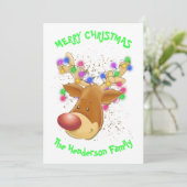 Rinder dans les lumières Carte de Noël personnalis (Debout devant)