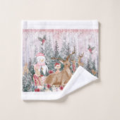 Rinder d'aquarelle rose, Snowman Joyeux Noël (Gant de toilette)