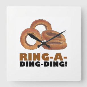 Ring-a-Ding-Fried Onion Ring Funny Diner Food Vierkante Klok