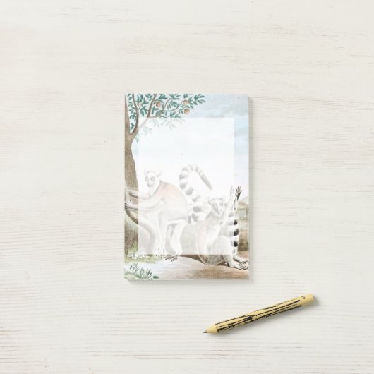 Ring-Aangepaste Lemurs Illustratie Post-it® Notes (Op bureau)