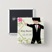 Ring Bearer BowTie Wedding Badges Vierkante Button 5,1 Cm (Voorkant /achterkant)