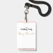 Ring Bearer Gold Wedding Party VIP Pass Badge (Front with Lanyard)