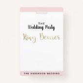 Ring Bearer Gold Wedding Party VIP Pass Badge (Voorkant)