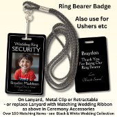 Ring Bearer Photo SECURITY Badge Black White