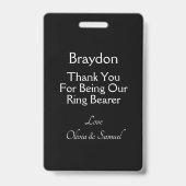 Ring Bearer Photo SECURITY Badge Black White (Arrière)