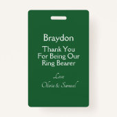 Ring Bearer Photo SECURITY Badge Emerald Green (Achterkant)