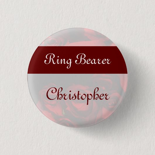 Ring Bearer — Red Rose Bouquet (2b) Ronde Button 3,2 Cm (Voorkant)