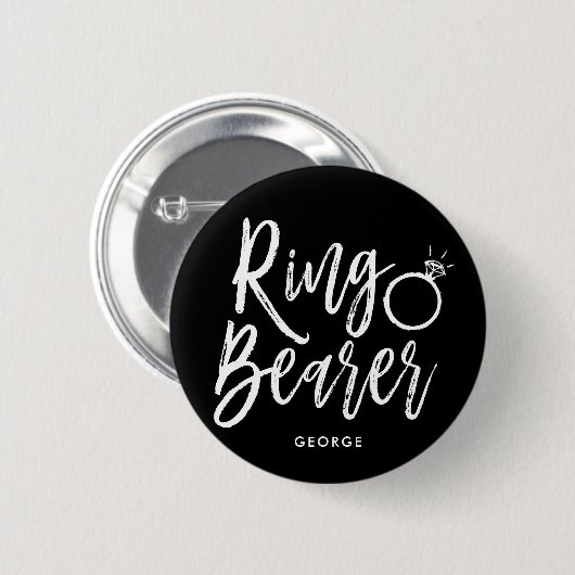 Ring Bearer | Script Style Blk Custom Wedding Ronde Button 5,7 Cm (Voorkant /achterkant)