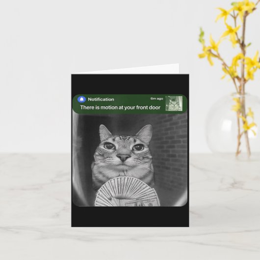 Ring Cat With Motion Meme  Kaart (Gele Bloem)