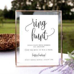 Ring Hunt Douche Spel, Minimalistische Calligrafie Poster