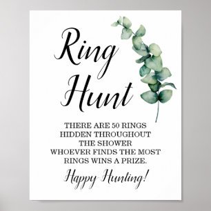 Ring Hunt Eucalyptus Vrijgezellenfeest Game Sign Poster