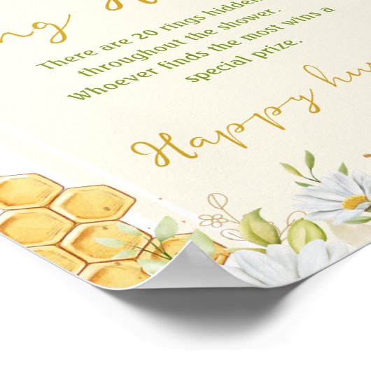 Ring Hunt Honeybee Bruid Bij Bruiloft Bruidsjurk B Poster (Hoek)