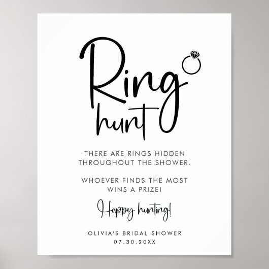 Ring Hunt minimalistisch modern scriptteken Poster (Voorkant)